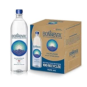 BONNEVAL - Natural Spring Water - 100% Pure Mineral Water from the French Alps - Naturally Filtered for 2000 Years - Rich in Electrolytes - Eco-Friendly 100% RPET Bottles tethered caps - 6 pack, 33.8 FL OZ