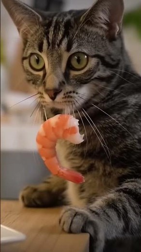 🐈💥 Kitchen Heist: Caught Red-Pawed With the Shrimp! #FunnyCats #CatShorts