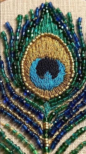 🦚 Beaded Peacock Feather Embroidery Tutorial | Easy 3D Bead Embroidery for Beginners #embroidery