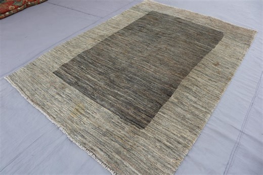 4x6 Gray Striped Rug, Hand-knotted Afghan Gabbeh Wool Rug, Oriental Turkmen Rug, Soft Pile Area Rug, Bedroom, Kitchen Rug, Living Room Rug - Etsy