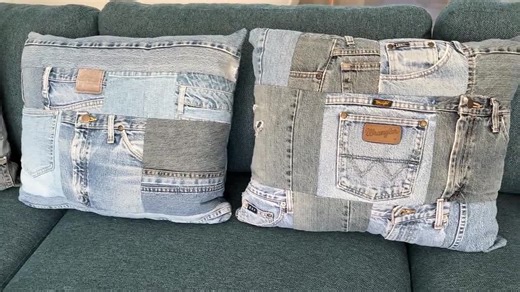 Handmade Vintage Blue Jean Pillow: Upcycled Denim Patchwork - Etsy