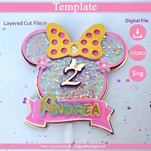 Pink Minnie Cake Topper Template for Cricut and Cameo, Layered Cut File for Studio and Svg With Custom Numbers Instant Download. - Etsy