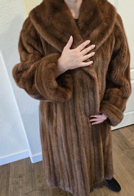 Genuine 100% Mink Fur Long Coat Brown w Certificate and Appraisal | eBay