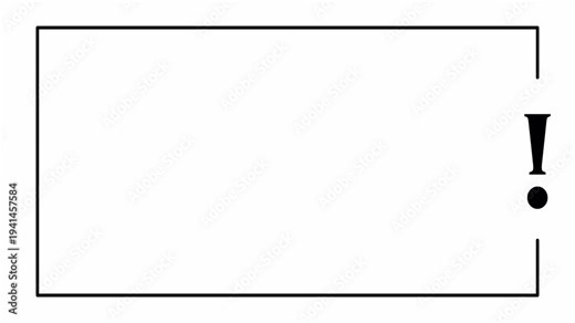 exclamation mark and rectangle border in transparent background in 4K animation warning alert with alpha channel