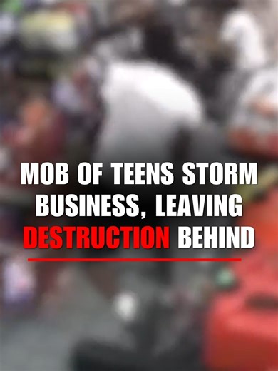 RETAIL NIGHTMARE: Footage shows the moment a swarm of teenagers turned a Sacramento gas station convenience store into a scene of chaos, tearing aisles apart and ransacking shelves.