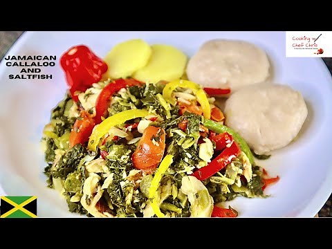 HOW TO COOK CALLALOO AND SALTFISH JAMAICAN STYLE RECIPE 2020 | WITH BOIL DUMPLINGS AND YELLOW YAM