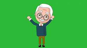 Old Man Grandfather Motivated Animation Character Talking Head Loop Alpha Cartoon Avatar