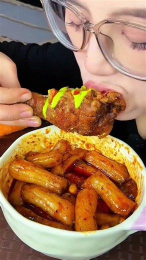 Spicy Chili Oil Rice Cakes Paired Fried Crispy Sausage And Corn Dog