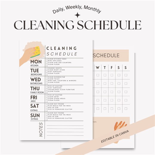 Cleaning Schedule Template | Weekly Cleaning Schedule | Cleaning Checklist | Daily Cleaning | Instant Download | Cleaning Schedule | Canva - Etsy Australia