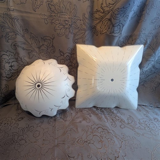 Vintage Ceiling Light Fixture Replacement Shades | Ruffled Edge Glass Square Round | Starburst MCM Deco - Etsy
