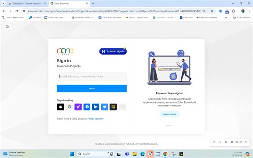 Walkthru on how to add the Zoho Vault Extension, Access Zoho Vault, Search for a CID, Add a new Pass