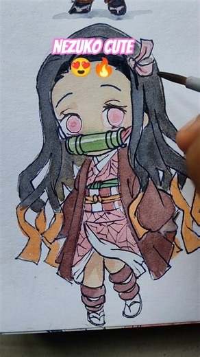 I Draw Nezuko Kamado 🔥 But In Cute Style 😍 #nezukokamado #shorts