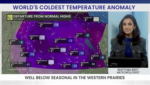 Temperature anomalies in AB. and SK. are cold as Antarctica