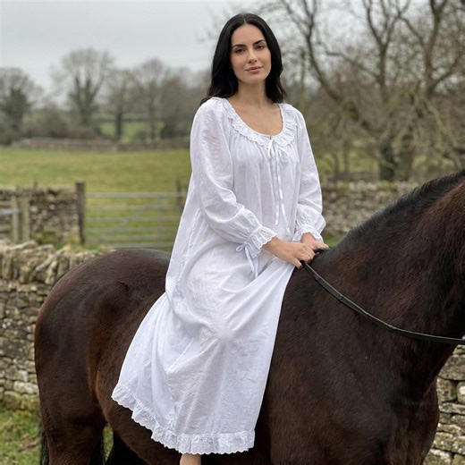 Victorian Nightgown, Long Sleeve Cotton Nightie, Princess Style Lace Sleep Dress - Etsy