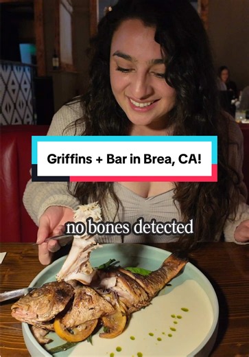 Whole fish had everyone staring in Downtown Brea 😜 We just got some newsssss!!! And celebrated at @Griffin’s Kitchen and Bar 🤭 Bookmark Griffin’s Kitchen Bar cause here’s what we ordered: • Clams & Chorizo • Yellowtail Crudo • Silk Snapper • Steak Au Poivre • Griffin’s Carajillo • Whipped Chocolate Budino The Silk Snapper and Steak Au Poivre stole the show but don’t leave without ordering the Budino!!! 📍120 S Brea Blvd #6, Brea, CA 92821