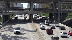 Los Angeles Harbor freeway at the famous four level interchange