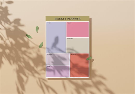 A5 Weekly Planner Notepad, Color Block Desk Pad, Minimal Weekly Layout, Tear off Planner (50 Sheets) - Etsy