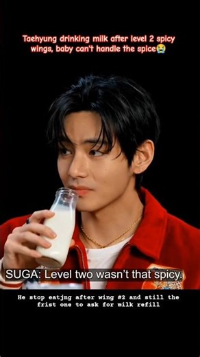 The second wing Tae was already dying and reaching for the milk😭 #v #trending #viral #shorts