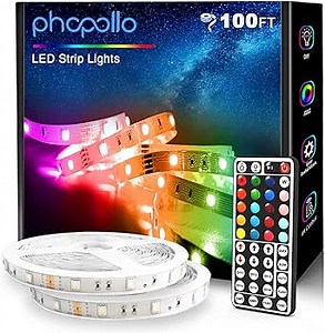 phopollo 100ft Led Strip Lights, 5050 Led Lights for Bedroom, Kitchen, Home Decoration