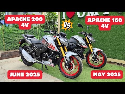 2025 New Model Tvs Apache RTR 200 4V vs RTR 160 4V, On Road Price, mileage, Top speed, All changes.