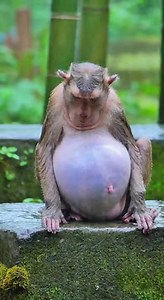 In the rain, a pregnant monkey with a painful stomach struggles as she prepares to give birth. Her tired face shows how difficult the moment is, but she keeps standing strong, waiting for her baby with hope. ( #Monkey | Monkey Crazy
