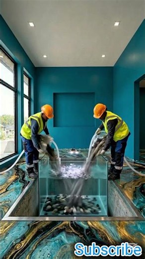 Luxury Turquoise Epoxy Marble Floor Bedroom Transformation ✨