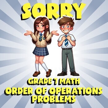 Order of Operations Problems SORRY Math Game - No Prep Grade 7 Review