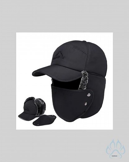 Waterproof Trapper Hat with Detachable Face Mask & Ear Flaps – Full Coverage Winter Hat for Extre...