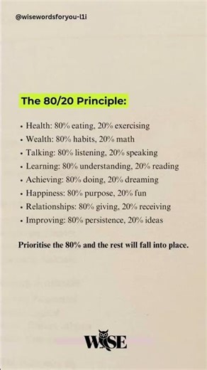 The 80/20 Principle That Will Change Your Entire Life #selfimprovement #wisewords