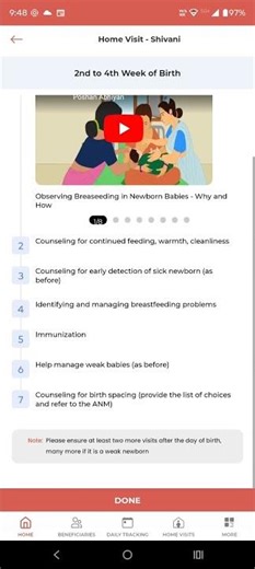 How to fill homevisit