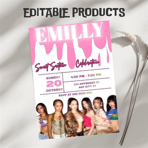 Editable and Printable Katseye Birthday Party Card Invitation Template (5x7) Digital Downloadable Product - Etsy