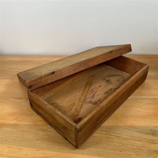 Vintage Rustic Wooden Box With Lid – Primitive Storage Box - Etsy Canada