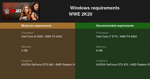WWE 2K20 System Requirements — Can I Run WWE 2K20 on My PC?