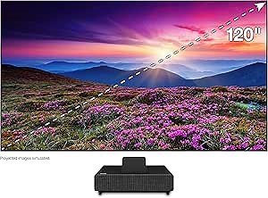Epson 120” EpiqVision Ultra LS500 Laser Ultra Short Throw Projection TV (120-inch screen included), 4000 lumens, 4K PRO-UHD, HDR, Android TV, HDMI 2.0, built-in speakers, Sports & Streaming - Black