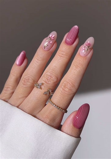 Glassy Pink Floral Nail Art Tutorial