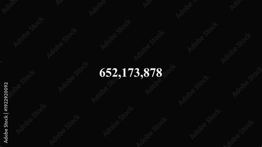Number counter animation from 0 to 1,000,000,000 on a transparent background in 4k, Animated counting numbers from zero to one hundred million for likes,views,amount concepts