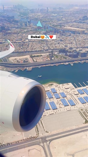Beautiful aerial view of Dubai as Emirates A350 takes off #Emirates #a350 #takeoff #dubai #aerialview #travel #aviation | Flights Spotter