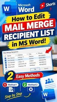 Mail Merge Recipient List Edit – Easy Trick! #Shorts #1