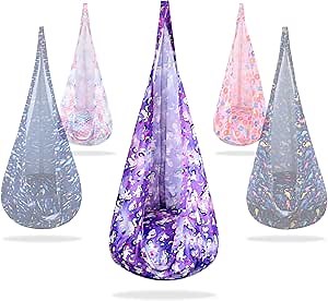 KABOER Kids Pod Swing Seat,Hanging Chair Nook Tent,Child Hammock Chair with Durable Air Cushion for Indoor and Outdoor Use Loading Capacity 175 lbs(Unicorn)