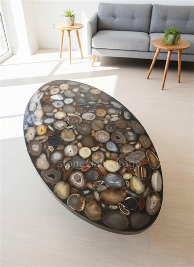 Oval Agate Sofa Center Table Handmade Custom Made Luxury Interior Centerpiece Hallway Living Room Decor - Etsy