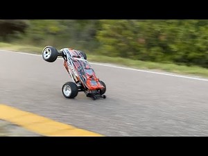 Traxxas rustler with upgraded wheelie bar first run