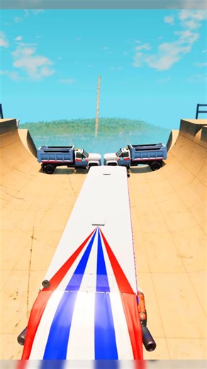 USA Bus & Trucks vs Mega Ramp - BeamNG.drive #beamngdrive #shorts #automobile
