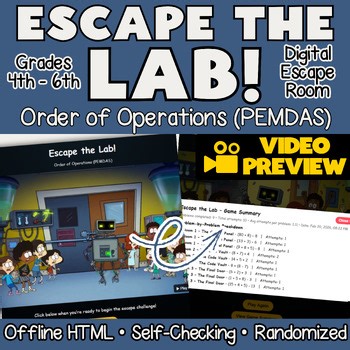 Order of Operations (PEMDAS) Escape Room | OFFLINE Math Game | 4th–5th Grade