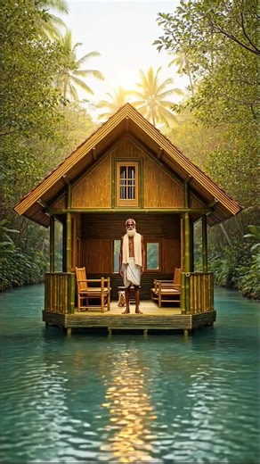 Oldman Crafted Water House 🏡 To Save His Life From Hyena | mini woods toys | Palm leaves crafting