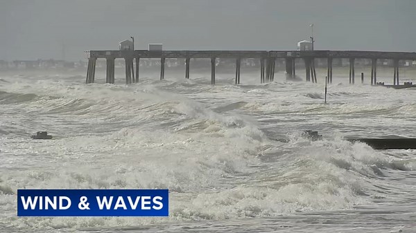 Rough surf, strong winds at the Jersey Shore as hurricanes churn in the Atlantic Ocean