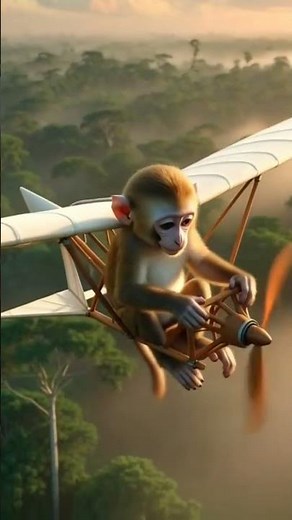 #Baby monkey🐒 Riding glider plane on beautiful forest view#😍