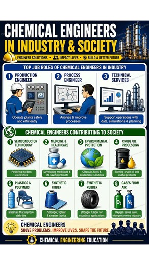 different job roles for Chemical Engineer in Industry #chemicalengineering