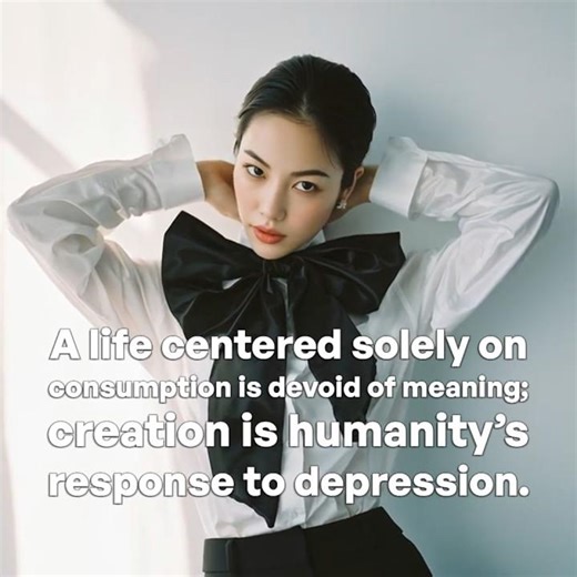 A life centered on consumption is devoid of meaning; creation is humanity’s response to depression.