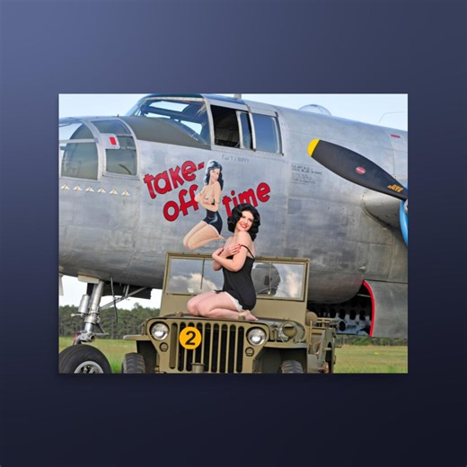 Take off Time B-25 Mitchell Pin up Poster | Warbird Pinup Girls Aviation Photo Print for Your Hangar or Office - Etsy