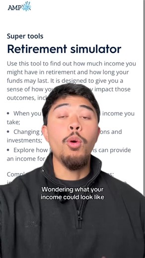 Spoiler: guessing your retirement income isn’t a strategy. Calculate it now in a few easy steps here: https://tr.ee/b1Rr2i Lifetime solutions are a new class of retirement products focused on optimising retirement income. To find out AMP’s range of lifetime solutions, go to amp.com.au. Always consider your circumstances and the PDS or TMD of a financial product if its right for you. Any advice is general only and is provided by AWM Services Pty Ltd (AWM Services) ABN 15 139 353 496 AFSL 366121. 